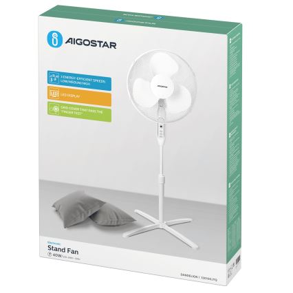 Aigostar - Ventilador de pie 40W/230V 120 cm blanco