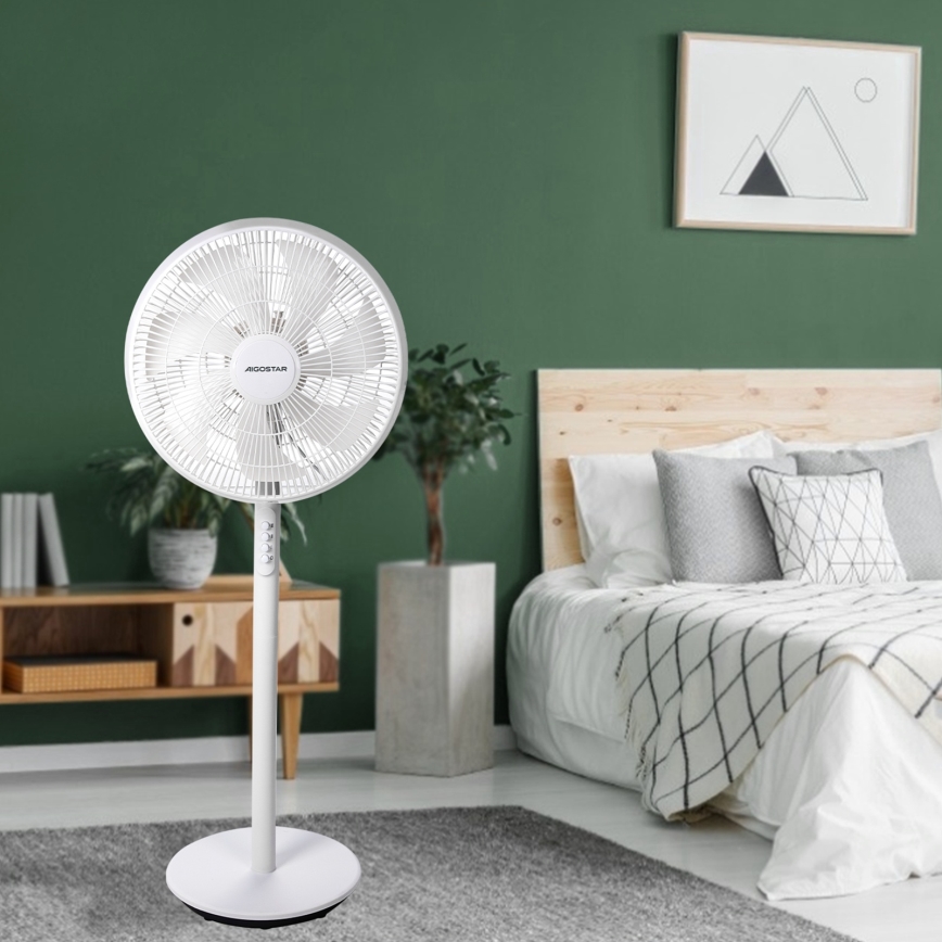 Aigostar - Ventilador de pie 45W/230V 110 cm blanco