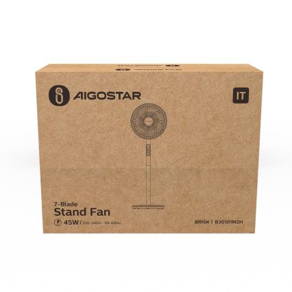 Aigostar - Ventilador de pie 45W/230V 110 cm blanco