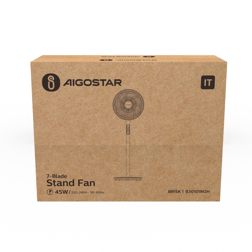 Aigostar - Ventilador de pie 45W/230V 110 cm blanco