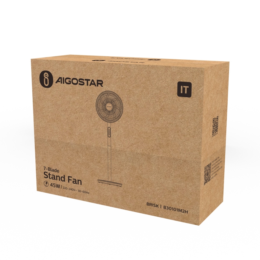 Aigostar - Ventilador de pie 45W/230V 110 cm blanco