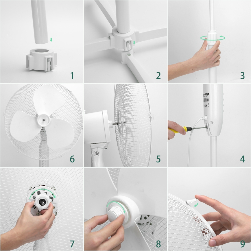 Aigostar - Ventilador de pie 45W/230V 120 cm blanco