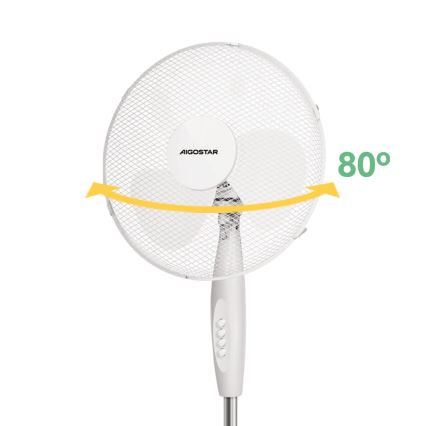 Aigostar - Ventilador de pie 45W/230V 125 cm blanco
