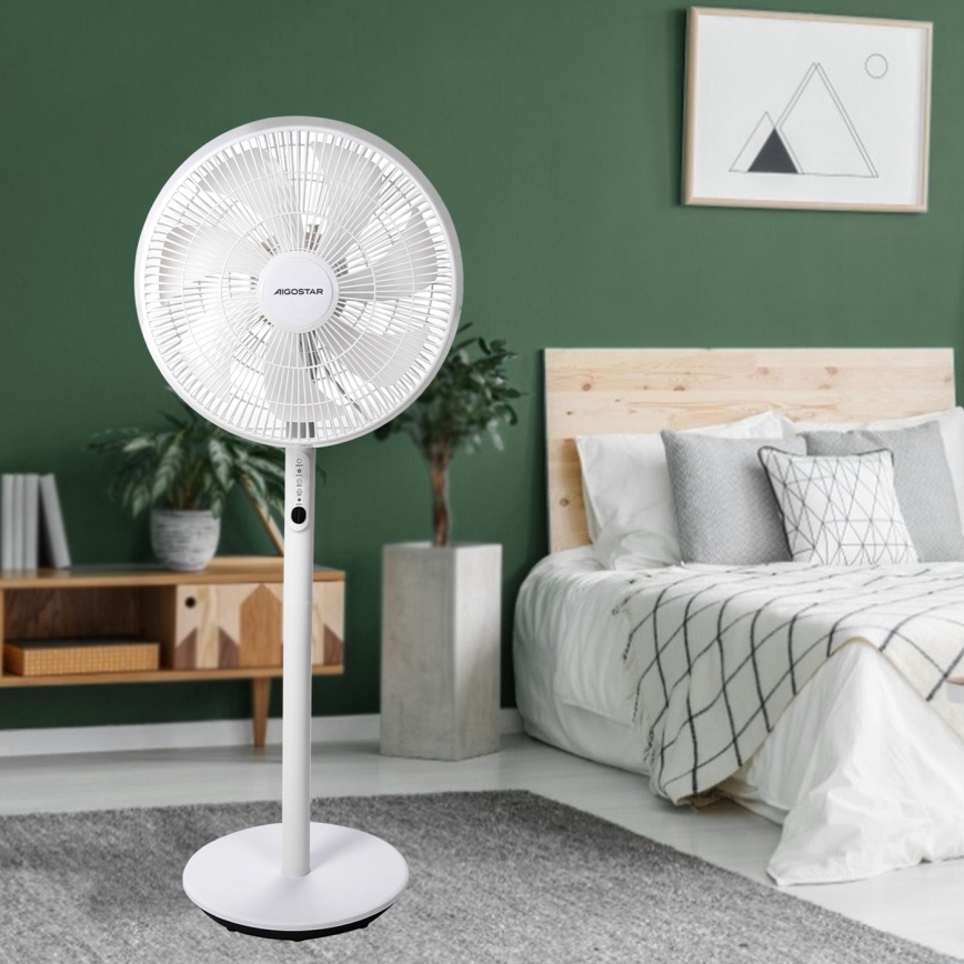 Aigostar - Ventilador de pie 2 en 1 45W/230V blanco + mando a distancia