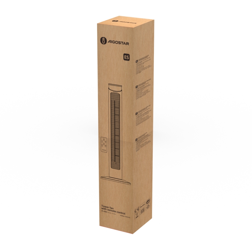 Aigostar - Ventilador de pie 45W/230V negro + control remoto