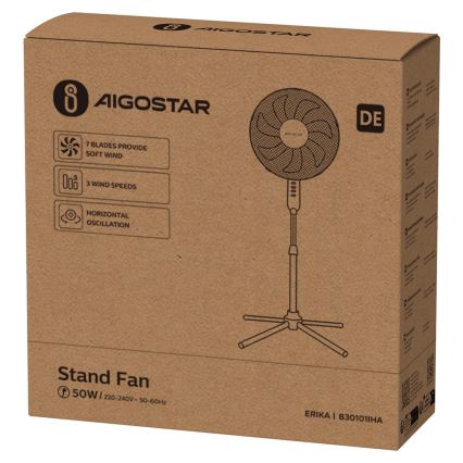 Aigostar - Ventilador de pie 50W/230V 120 cm blanco