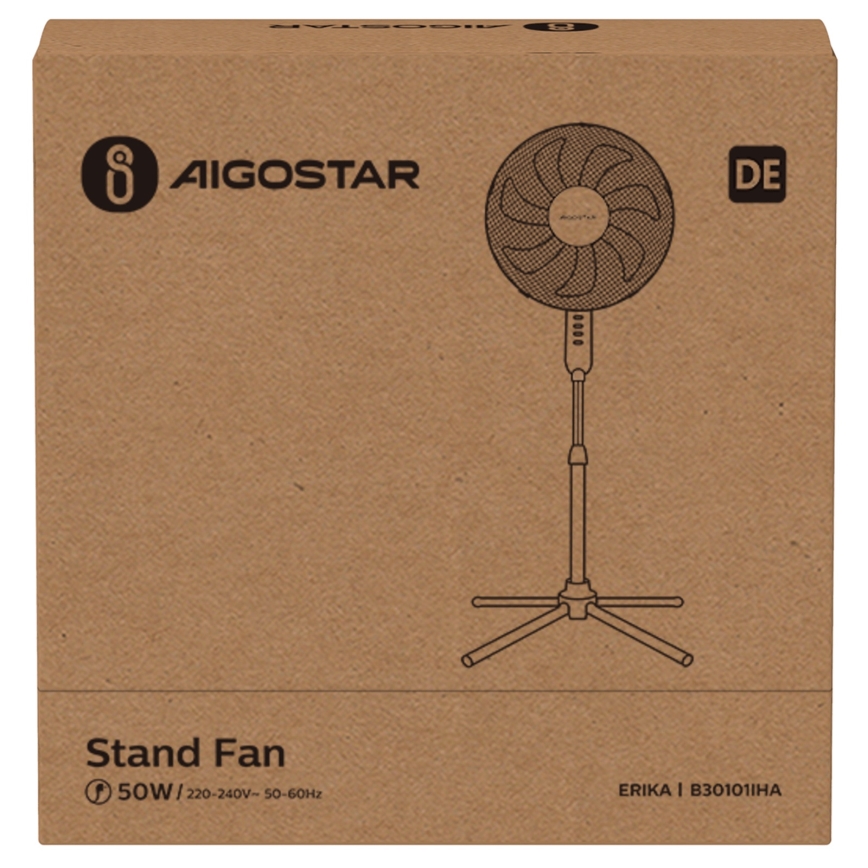 Aigostar - Ventilador de pie 50W/230V 120 cm blanco