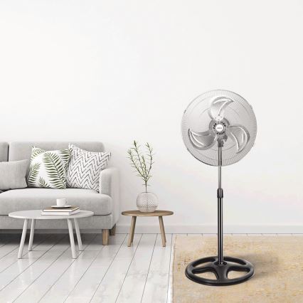 Aigostar - Ventilador de pie 55W/230V cromo brillante/negro