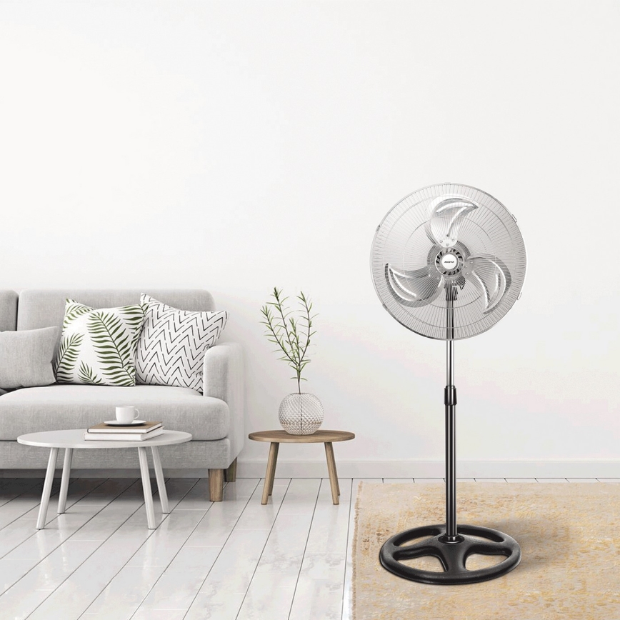 Aigostar - Ventilador de pie 55W/230V cromo brillante/negro