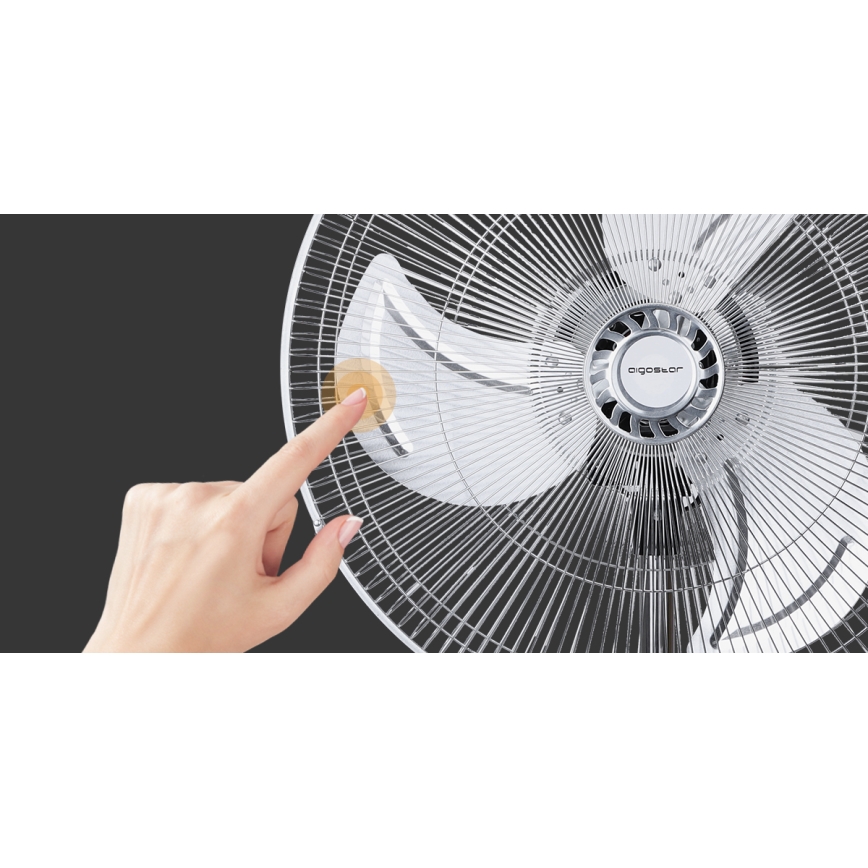 Aigostar - Ventilador de pie 55W/230V cromo brillante/negro