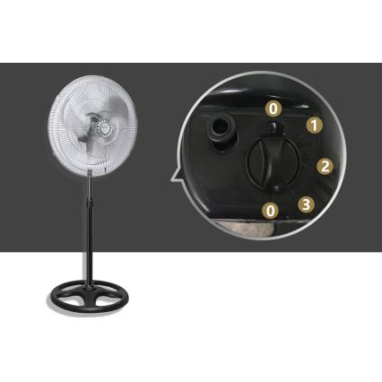 Aigostar - Ventilador de pie 55W/230V cromo brillante/negro