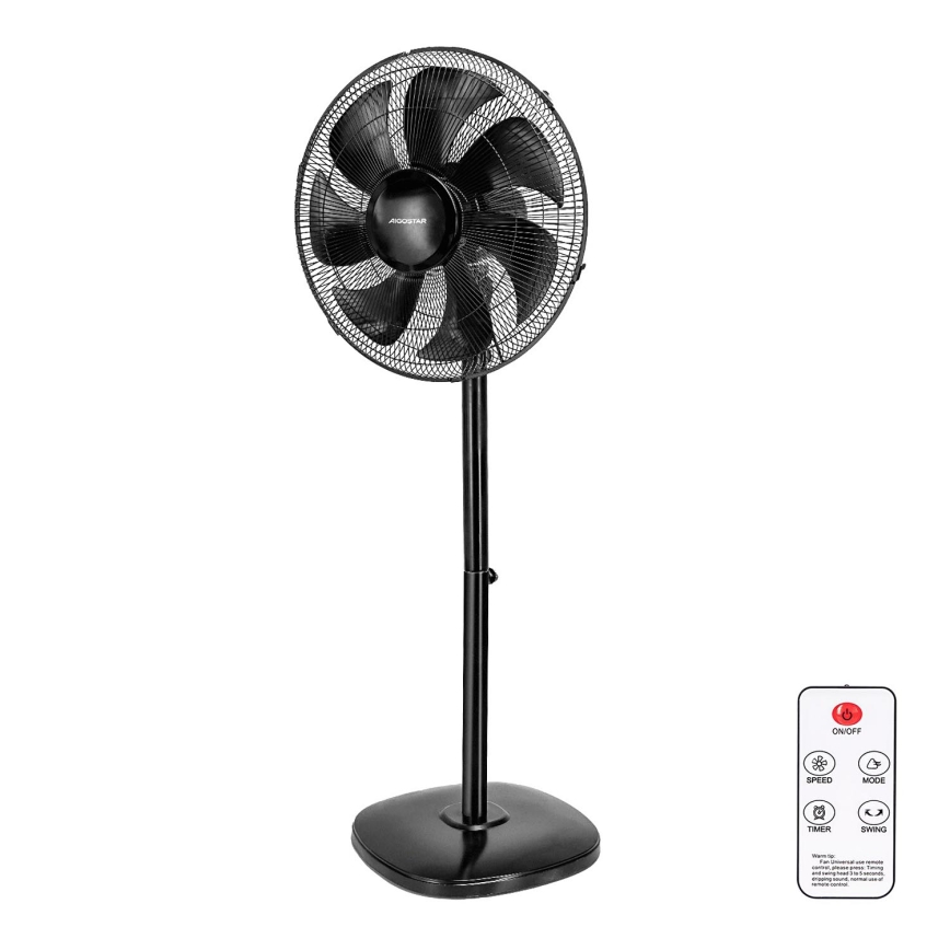 Aigostar - Ventilador de pie 55W/230V negro + control remoto