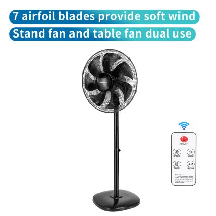Aigostar - Ventilador de pie 55W/230V negro + control remoto