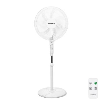 Aigostar - Ventilador de pie 60W/230V blanco + mando a distancia