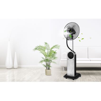 Aigostar - Ventilador de pie con efecto niebla 95W/230V negro/gris + control remoto