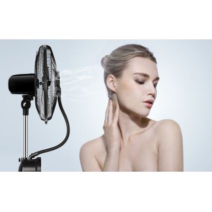 Aigostar - Ventilador de pie con efecto niebla 95W/230V negro/gris + control remoto