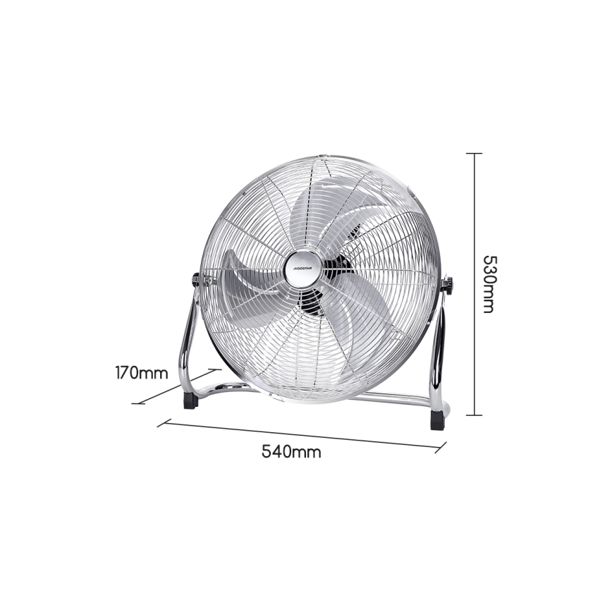 Aigostar - Ventilador de suelo 100W/230V cromo brillante