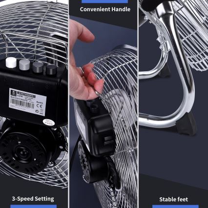 Aigostar - Ventilador de suelo 60W/230V 44,5 cm cromo brillante