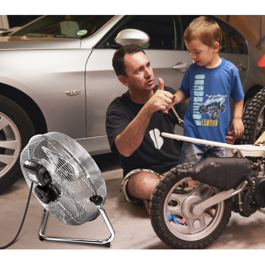 Aigostar - Ventilador de suelo 60W/230V 44,5 cm cromo brillante