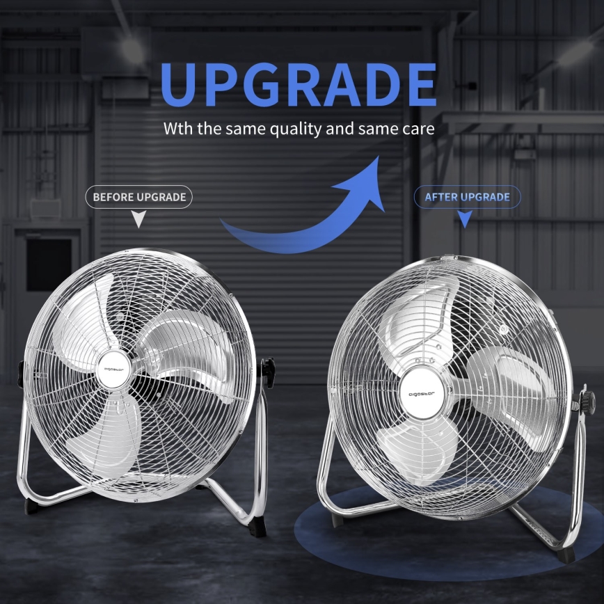 Aigostar - Ventilador de suelo 60W/230V 44,5 cm cromo brillante