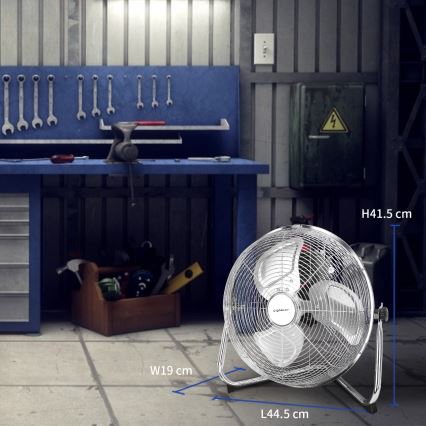 Aigostar - Ventilador de suelo 60W/230V 44,5 cm cromo brillante