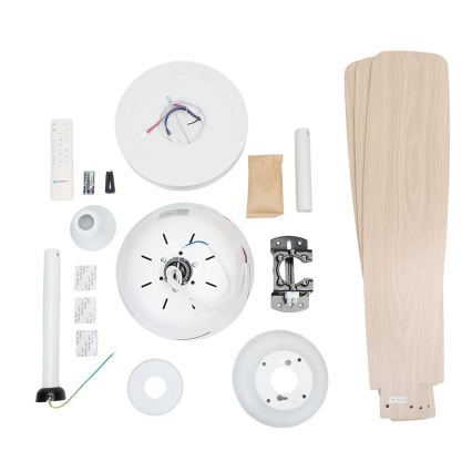 Aigostar - Ventilador de techo LED regulable LED/20W/230V 2700-6500K 132cm blanco/beige + control remoto