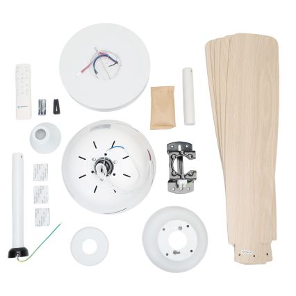 Aigostar - Ventilador de techo LED regulable LED/20W/230V 2700-6500K 132cm blanco/beige + control remoto