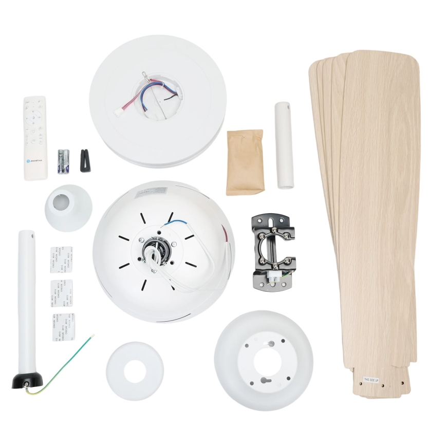 Aigostar - Ventilador de techo LED regulable LED/20W/230V 2700-6500K 132cm blanco/beige + control remoto