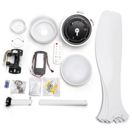 Aigostar - Ventilador de techo LED regulable LED/20W/230V 2700-6500K 132cm blanco + control remoto