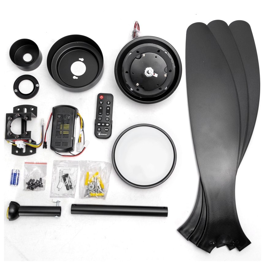 Aigostar - Ventilador de techo LED regulable LED/20W/230V 2700-6500K 132cm negro + control remoto