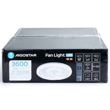 Aigostar - Ventilador de techo LED regulable LED/40W/230V 2700/4000/6500K diá. 50 cm + control remoto blanco