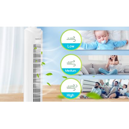 Aigostar - Ventilador de torre 45W/230V blanco