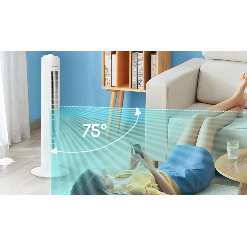 Aigostar - Ventilador de torre 45W/230V blanco
