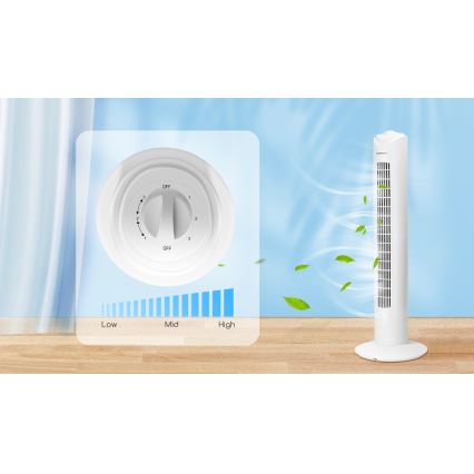 Aigostar - Ventilador de torre 45W/230V blanco