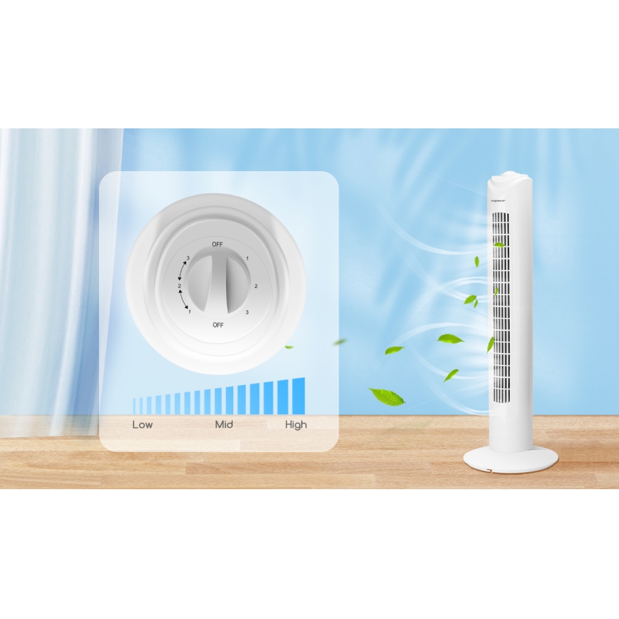 Aigostar - Ventilador de torre 45W/230V blanco