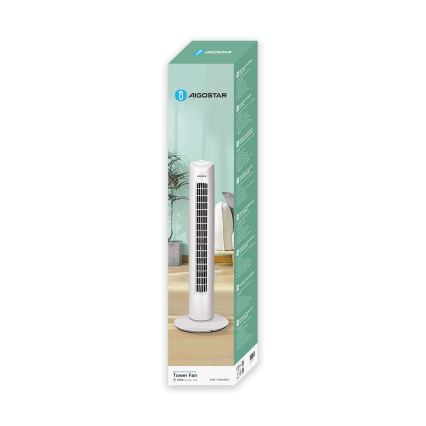 Aigostar - Ventilador de torre 45W/230V blanco