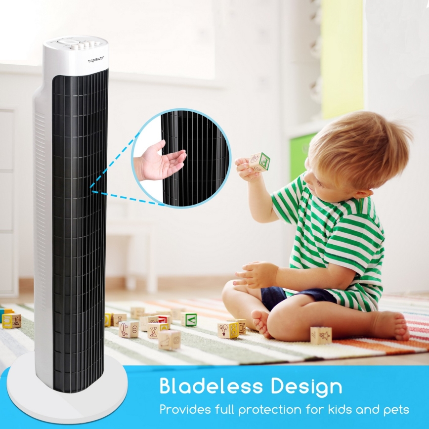 Aigostar - Ventilador de torre 45W/230V negro/blanco