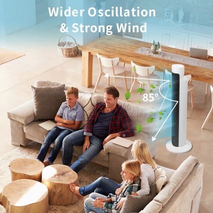 Aigostar - Ventilador de torre 45W/230V negro/blanco