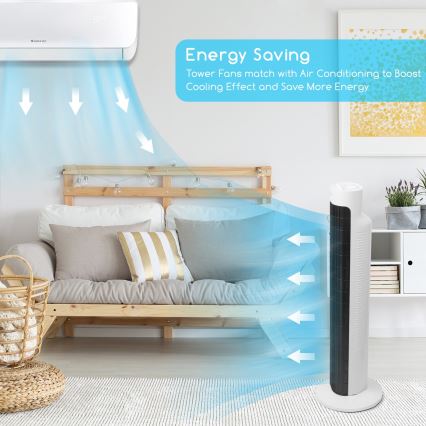 Aigostar - Ventilador de torre 45W/230V negro/blanco