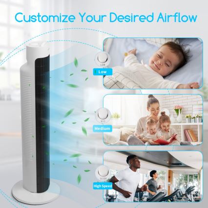Aigostar - Ventilador de torre 45W/230V negro/blanco