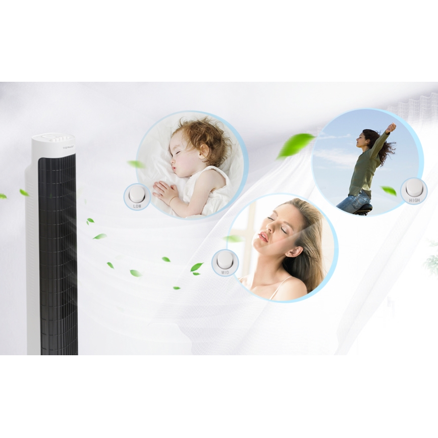 Aigostar - Ventilador de torre 45W/230V negro/blanco