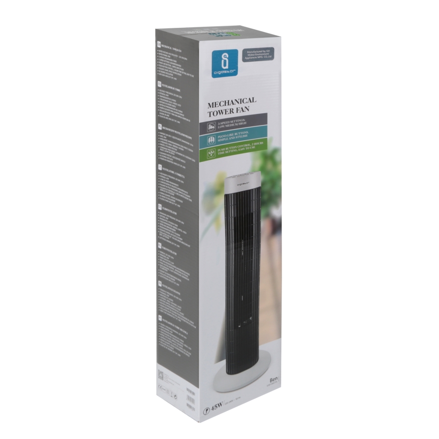 Aigostar - Ventilador de torre 45W/230V negro/blanco
