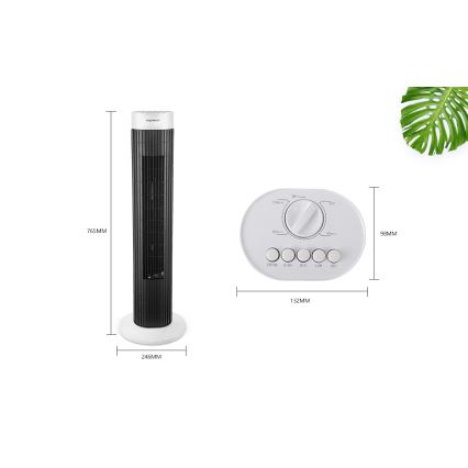 Aigostar - Ventilador de torre 45W/230V negro/blanco