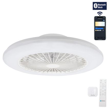 Aigostar - Lámpara de techo LED regulable con ventilador LED/40W/230V 2700-6500K diámetro 48,5 cm blanca + mando a distancia
