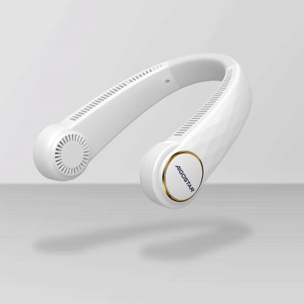 Aigostar - Ventilador recargable para el cuello 4W/5V 2000mAh blanco