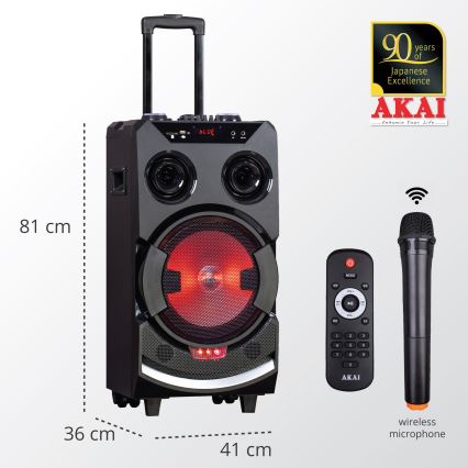 AKAI ABTS-112 - Altavoz inalámbrico 300W/230V 7000 mAh + mando a distancia