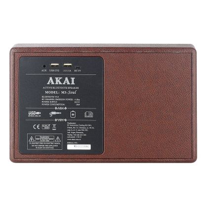 AKAI M3 SOUL COFFEE - Altavoz inalámbrico 20W/6000 mAh