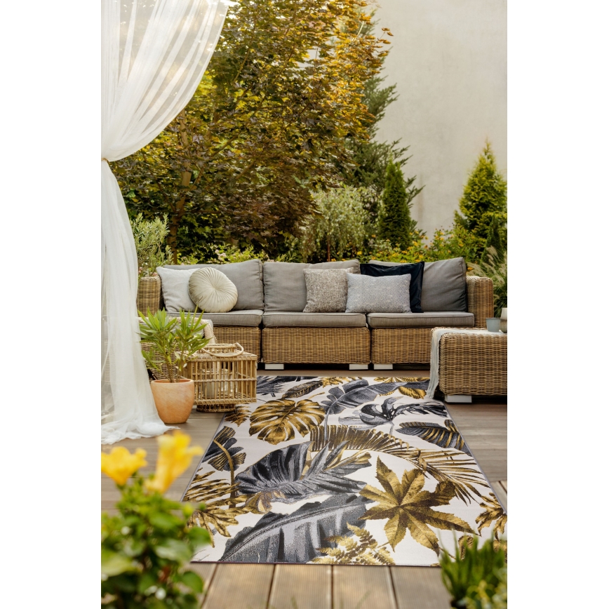 Alfombra de exterior CAPPUCCINO 80x165 cm dorado/gris