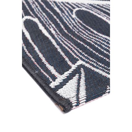 Alfombra de exterior JUNGLE 160x220 cm negro/blanco/estampado de hojas