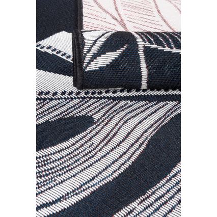 Alfombra de exterior JUNGLE 160x220 cm negro/blanco/estampado de hojas